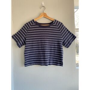 Haven well within Shirt Womens Small Gray Striped Short Sleeve 100% Cotton